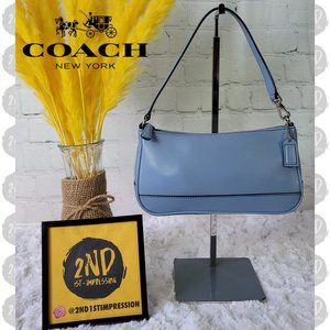 SOLD - Coach Soft Blue Leather Y2K Handbag Purse Baguette